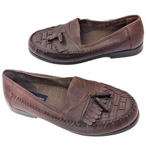 Giorgio Brutini Bartell Loafer Size 9 Wide Tassel Woven Comfort Leather Shoe